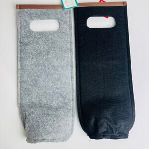 Set of 2 Design Group Wine Bag Wine Gifting Bottle 6in x 15 in Gray & Black